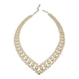 Vintage Faux Pearl VNeck Beaded Necklace